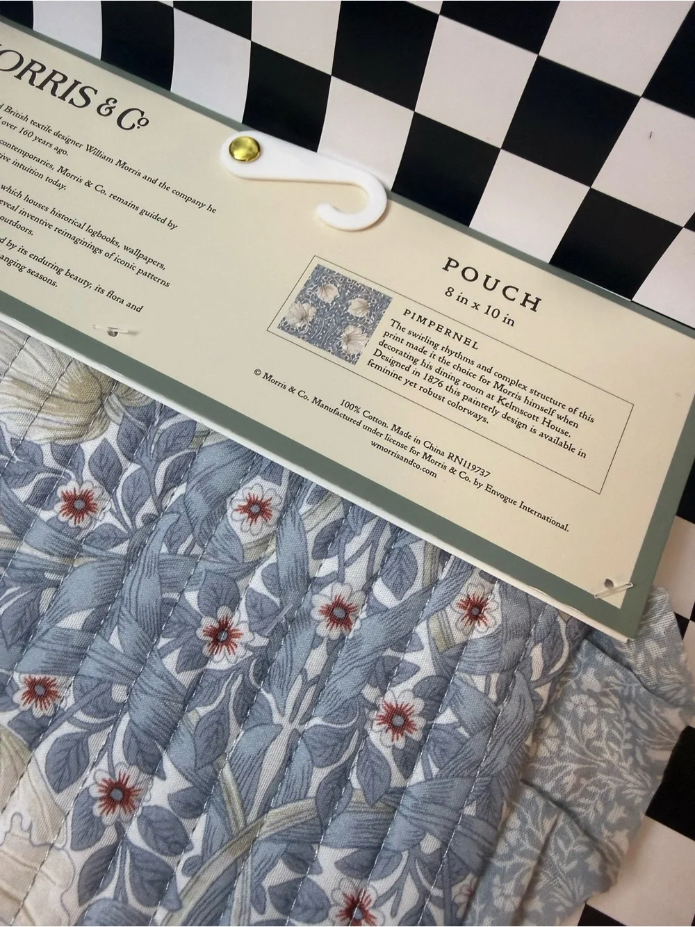 Morris & Co. Quilted Blue Floral Cosmetic Pouch